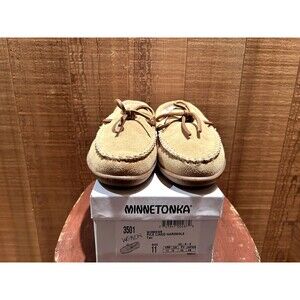 Minnetonka 3501 Women's Slippers Size 11 Pile Lined Hardsole Tan Suede